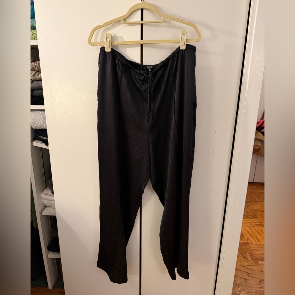 Madewell Black Satin Drawstring Pants
